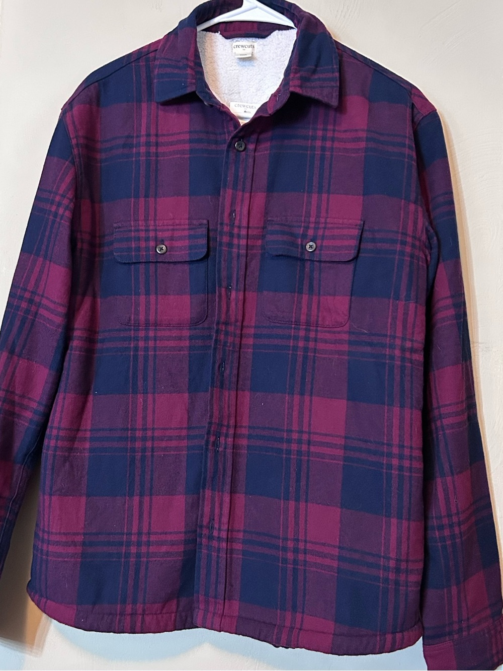 Crewcuts Boys Navy and Burgundy Plaid Button-Down Shirt